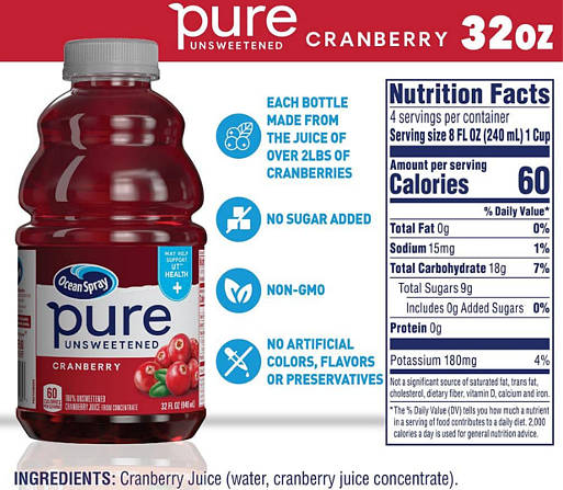 benefits of pure cranberry juice